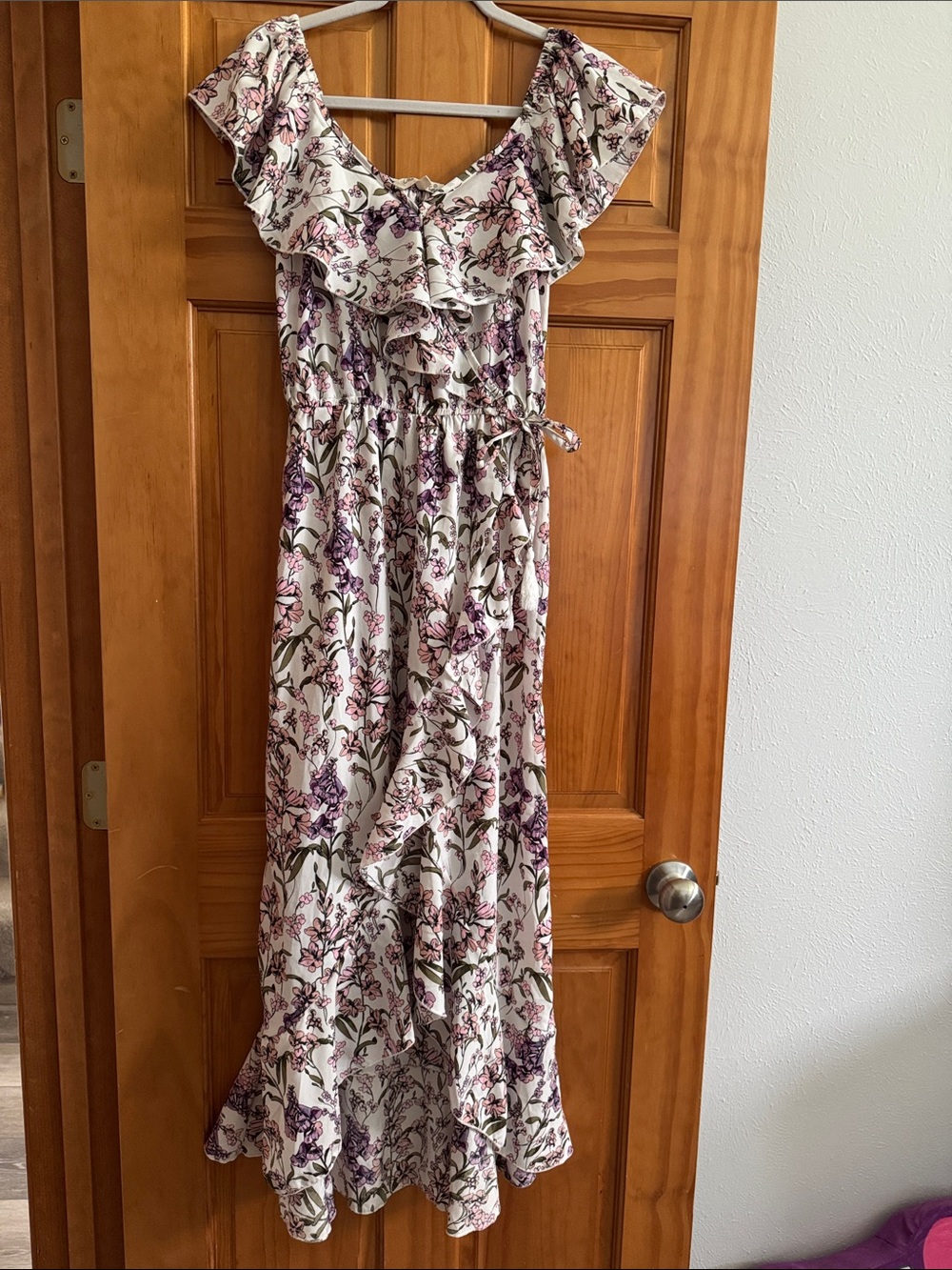 indulge Maxi Dress with Purple & Pink Floral Print, NWOT